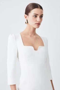 Karen Millen Petite Structured Crepe Sweetheart Neck Midaxi Dress -Karen Millen shop ivory petite structured crepe sweetheart neck midaxi dress 1 4