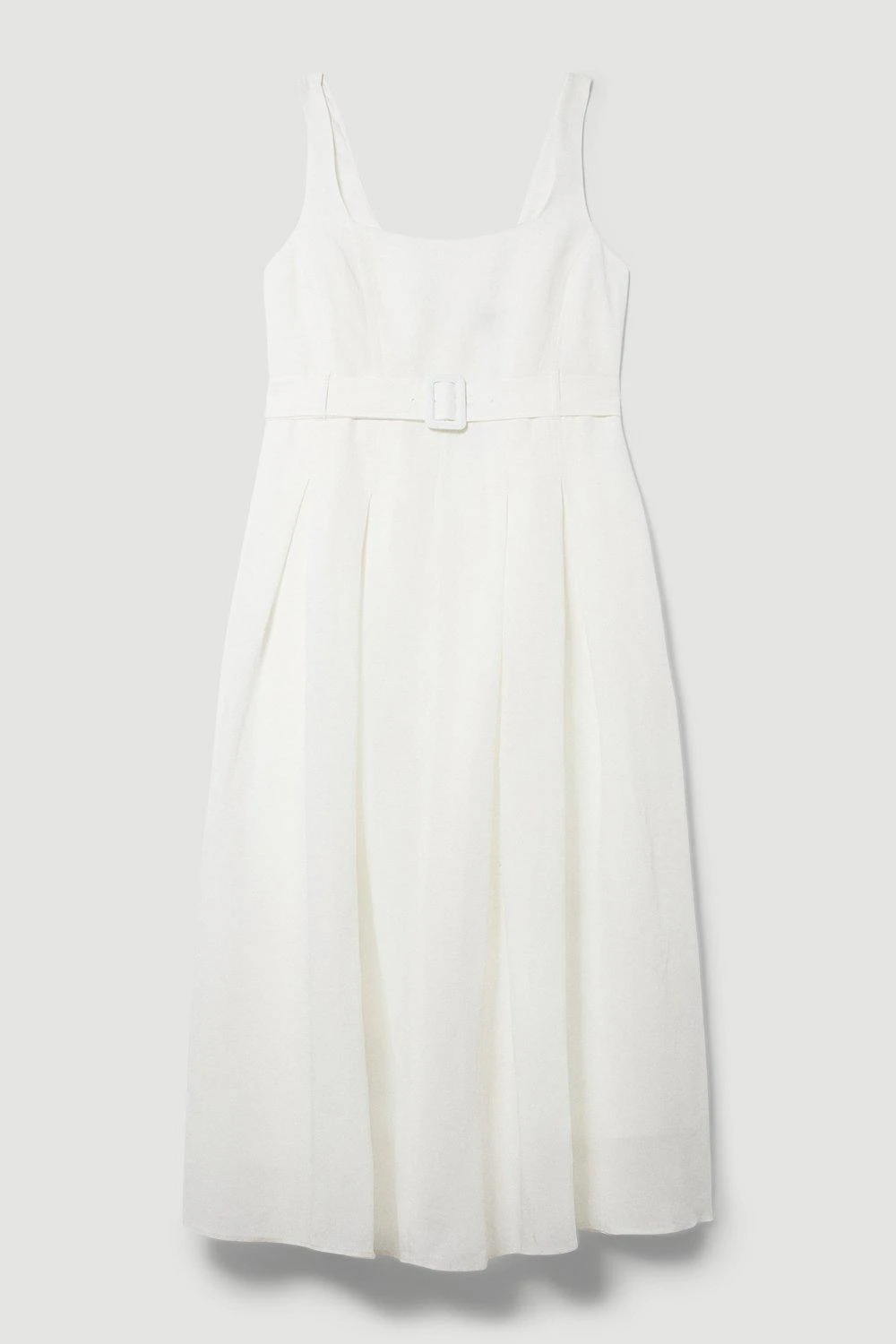 Karen Millen Plus Size Linen Seamed Detail Full Skirted Midi Dress 5 Karen Millen Plus Size Linen Seamed Detail Full Skirted Midi Dress - Image 3