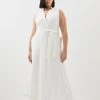Karen Millen Plus Size Linen Wrap Tie Waisted Maxi Dress