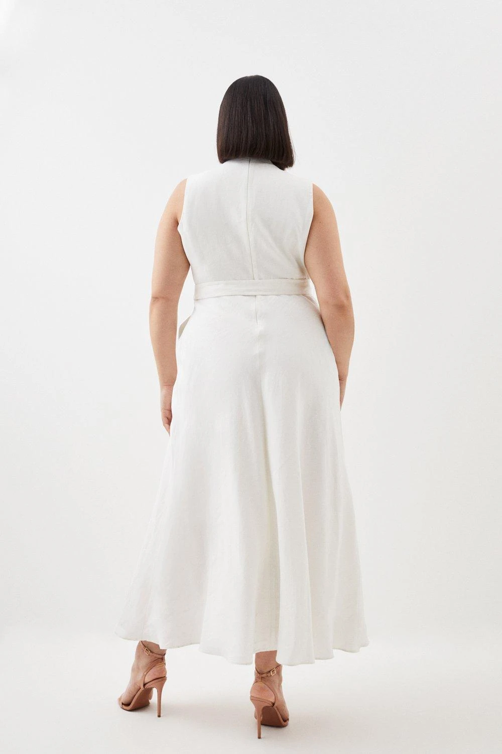 Karen Millen Plus Size Linen Wrap Tie Waisted Maxi Dress 6 Karen Millen Plus Size Linen Wrap Tie Waisted Maxi Dress - Image 4