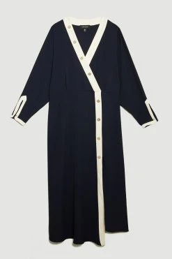 Karen Millen Plus Size Twill Asymetric Maxi Wrap Dress