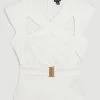 Karen Millen Ponte Cross Front Jersey Top -Karen Millen shop ivory ponte cross front jersey top