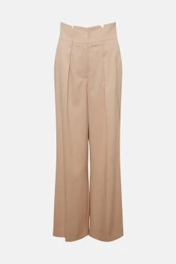Karen Millen Relaxed Tailored High Waist Wide Leg Trousers -Karen Millen shop ivory relaxed tailored high waist wide leg trousers 1