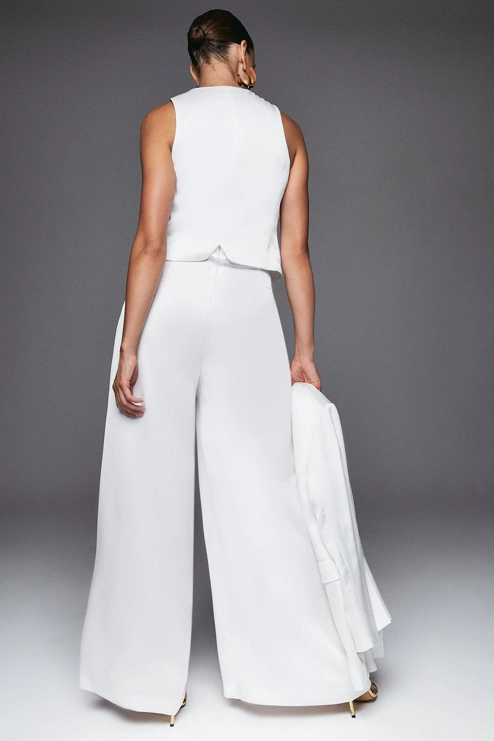 Karen Millen Satin Crepe Wide Leg High Waist Trousers 6 Karen Millen Satin Crepe Wide Leg High Waist Trousers - Image 4