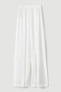 Karen Millen Satin Crepe Wide Leg High Waist Trousers 11 Karen Millen Satin Crepe Wide Leg High Waist Trousers -Karen Millen shop ivory satin crepe wide leg high waist trousers 1 4