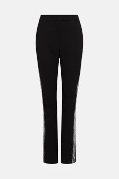 Karen Millen Satin Tailored Slim Leg Diamante Trim Trouser -Karen Millen shop ivory satin tailored slim leg diamante trim trouser 2