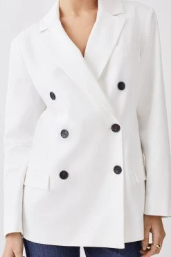 Karen Millen Sharp Shoulder Double Breasted Blazer -Karen Millen shop ivory sharp shoulder double breasted blazer 2
