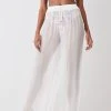 Karen Millen Silk Viscose Wide Leg Beach Trouser -Karen Millen shop ivory silk viscose wide leg beach trouser