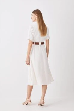 Karen Millen Soft Tailored Belted Midaxi Dress -Karen Millen shop ivory soft tailored belted midaxi dress 4