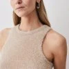 Karen Millen Sparkle Eyelash Knitted Tank Top 2 Karen Millen Sparkle Eyelash Knitted Tank Top -Karen Millen shop ivory sparkle eyelash knitted tank top