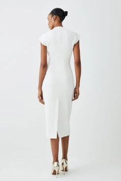 Karen Millen Structured Crepe Contour Seamed Midaxi Dress