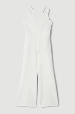 Karen Millen Structured Crepe Cut Out Jumpsuit 8 Karen Millen Structured Crepe Cut Out Jumpsuit -Karen Millen shop ivory structured crepe cut out jumpsuit 2