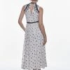 Karen Millen Tall Embroidered Cornelli Tape Woven Dress