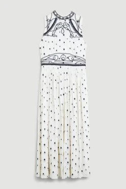 Karen Millen Tall Embroidered Cornelli Tape Woven Dress -Karen Millen shop ivory tall embroidered cornelli tape woven dress 4