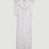 Karen Millen Tall Fringe And Beaded Cap Sleeve Maxi Dress 2 Karen Millen Tall Fringe And Beaded Cap Sleeve Maxi Dress -Karen Millen shop ivory tall fringe and beaded cap sleeve maxi dress