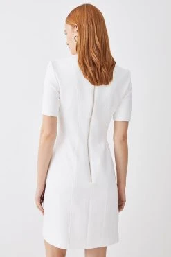 Karen Millen Tall Italian Compact Scuba Jersey Seamed A Line Mini Dress