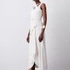 Karen Millen Tall Soft Tailored Tie Neck Detail Waterfall Maxi Length -Karen Millen shop ivory tall soft tailored tie neck detail waterfall maxi length