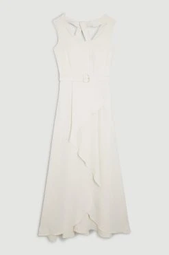 Karen Millen Tall Soft Tailored Tie Neck Detail Waterfall Maxi Length -Karen Millen shop ivory tall soft tailored tie neck detail waterfall maxi length 2