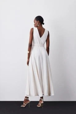 Karen Millen Tall Soft Tailored Tie Neck Detail Waterfall Maxi Length -Karen Millen shop ivory tall soft tailored tie neck detail waterfall maxi length 4