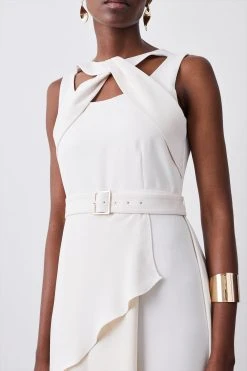 Karen Millen Tall Soft Tailored Tie Neck Detail Waterfall Maxi Length -Karen Millen shop ivory tall soft tailored tie neck detail waterfall maxi length 6