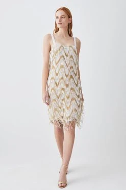 Karen Millen Tall Square Neck Embellished Fringed Mini Dress 10 Karen Millen Tall Square Neck Embellished Fringed Mini Dress -Karen Millen shop ivory tall square neck embellished fringed mini dress 2