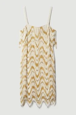 Karen Millen Tall Square Neck Embellished Fringed Mini Dress 12 Karen Millen Tall Square Neck Embellished Fringed Mini Dress -Karen Millen shop ivory tall square neck embellished fringed mini dress 4