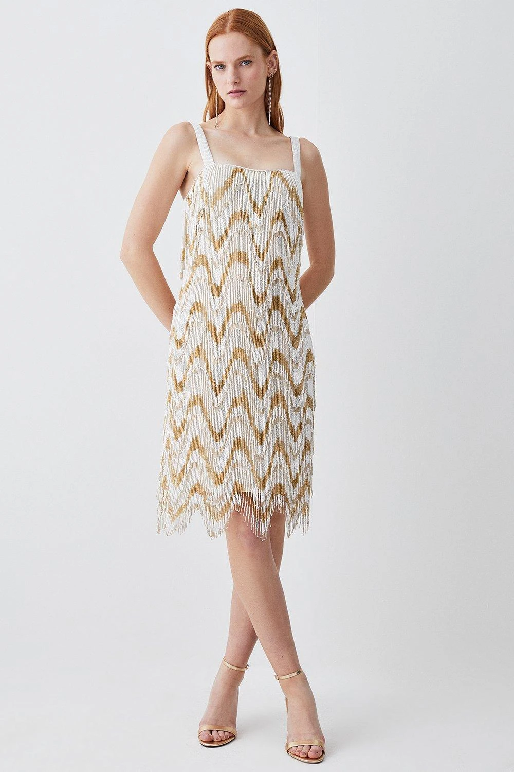 Karen Millen Tall Square Neck Embellished Fringed Mini Dress 3 Karen Millen Tall Square Neck Embellished Fringed Mini Dress