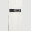 Karen Millen Tall Structured Crepe Forever Cap Sleeve Belted Dress -Karen Millen shop ivory tall structured crepe forever cap sleeve belted dress