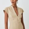 Karen Millen Tall Structured Crepe Seam Detail Pencil Midi Dress -Karen Millen shop ivory tall structured crepe seam detail pencil midi dress