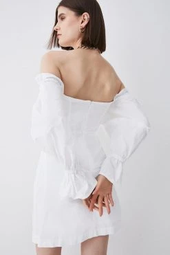 Karen Millen Tall Taffeta Bardot Woven Mini Dress 9 Karen Millen Tall Taffeta Bardot Woven Mini Dress -Karen Millen shop ivory tall taffeta bardot woven mini dress 2
