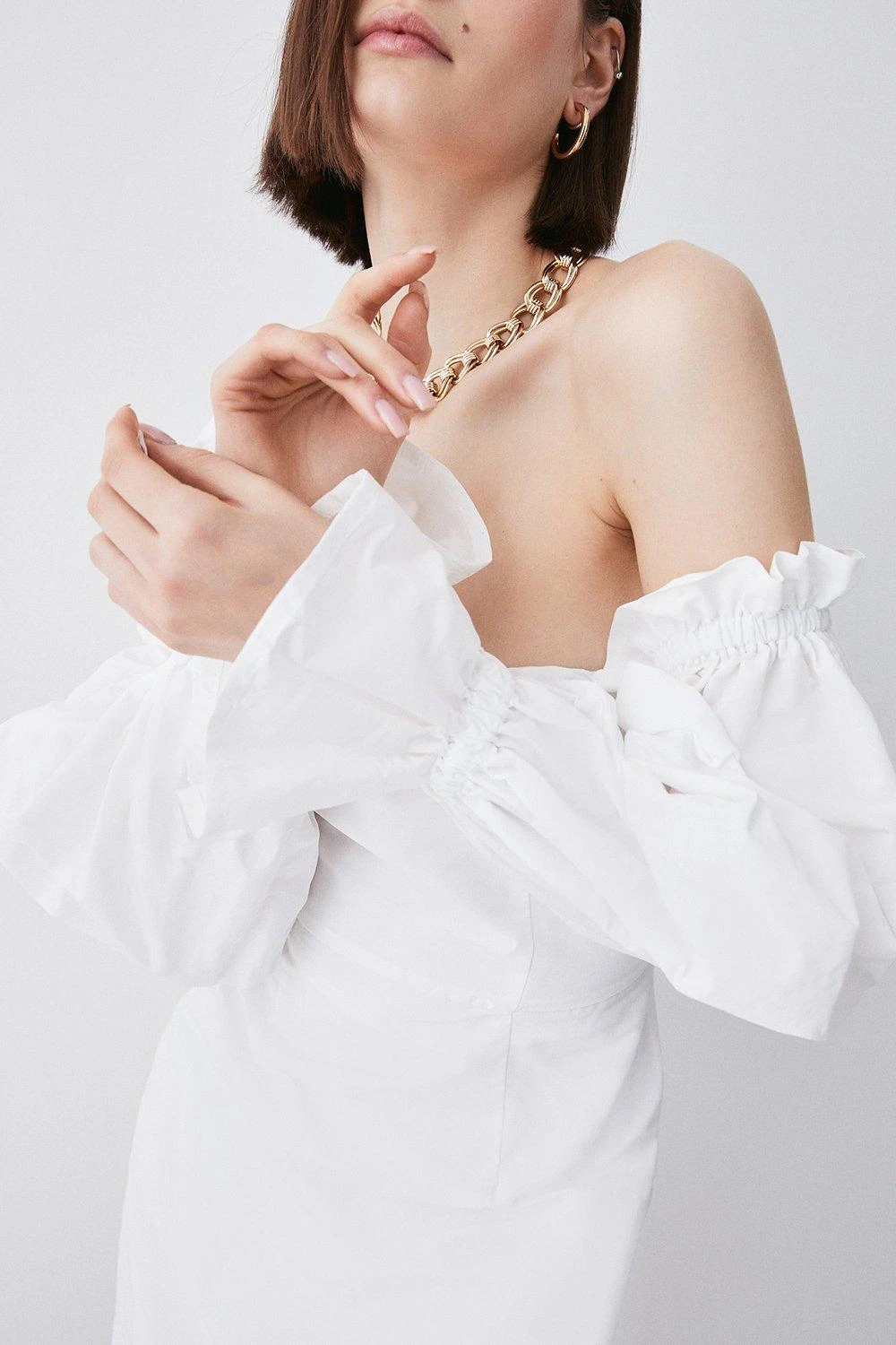 Karen Millen Tall Taffeta Bardot Woven Mini Dress 3 Karen Millen Tall Taffeta Bardot Woven Mini Dress