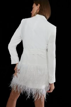 Karen Millen Tall Viscose Satin Crepe Feather Hem Double Breasted Tux Dress 11 Karen Millen Tall Viscose Satin Crepe Feather Hem Double Breasted Tux Dress -Karen Millen shop ivory tall viscose satin crepe feather hem double breasted tux dress 4