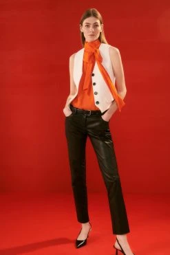 Karen Millen The Founder Compact Stretch Tailored Waistcoat -Karen Millen shop ivory the founder compact stretch tailored waistcoat 2