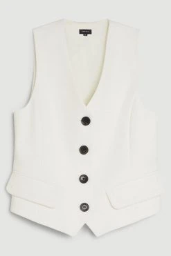 Karen Millen The Founder Compact Stretch Tailored Waistcoat -Karen Millen shop ivory the founder compact stretch tailored waistcoat 4