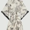 Karen Millen The Founder Koi Printed Woven Mini Dress 1 Karen Millen The Founder Koi Printed Woven Mini Dress -Karen Millen shop ivory the founder koi printed woven mini dress