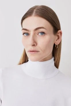 Karen Millen Viscose Blend Half Sleeve Roll Neck Jumper -Karen Millen shop ivory viscose blend half sleeve roll neck jumper 2