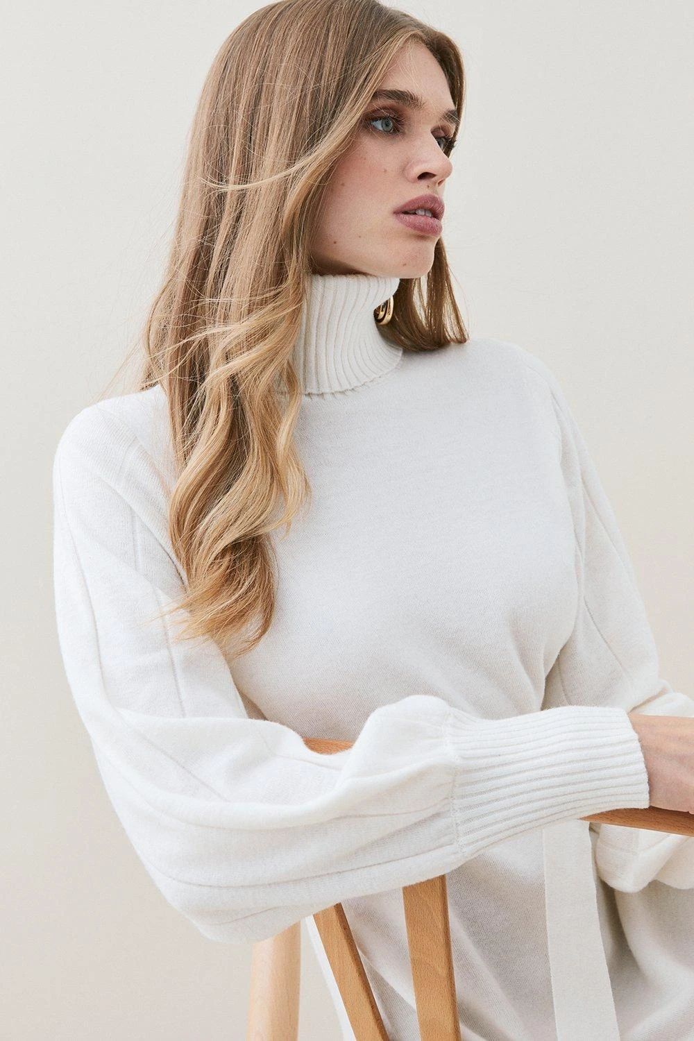 Karen Millen Wool Blend Full Sleeve Belted Funnel Neck Midaxi Dress 8 Karen Millen Wool Blend Full Sleeve Belted Funnel Neck Midaxi Dress - Image 6