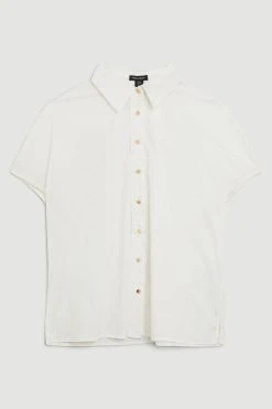 Karen Millen Woven Poplin Shirt -Karen Millen shop ivory woven poplin shirt 2