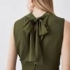 Karen Millen Drape Detail Soft Tailored Midi Dress -Karen Millen shop khaki drape detail soft tailored midi dress