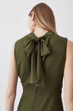Karen Millen Drape Detail Soft Tailored Midi Dress