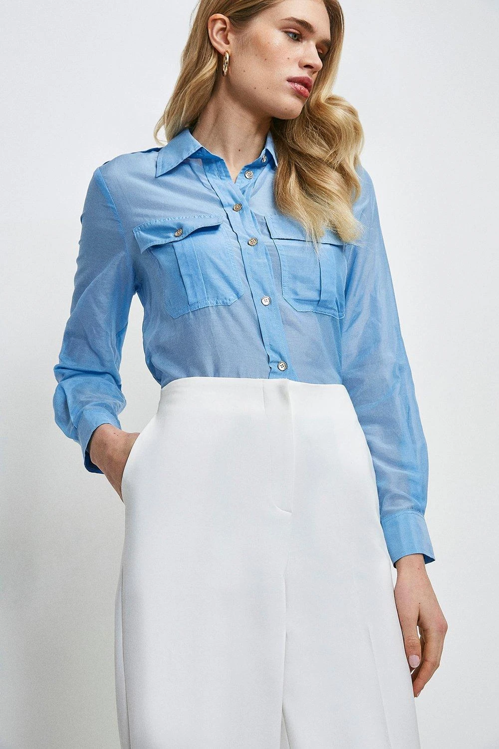 Karen Millen Essential Techno Woven Wide Leg Trouser 5 Karen Millen Essential Techno Woven Wide Leg Trouser - Image 3