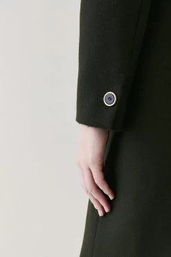 Karen Millen Italian Virgin Wool Double Breasted Tailored Coat -Karen Millen shop khaki italian virgin wool double breasted tailored coat 1 3