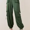 Karen Millen Low Rise Satin Cargo Trouser -Karen Millen shop khaki low rise satin cargo trouser