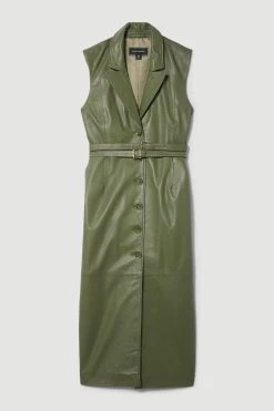 Karen Millen Lydia Millen Petite Leather Strong Shoulder Midi Dress 10 Karen Millen Lydia Millen Petite Leather Strong Shoulder Midi Dress -Karen Millen shop khaki lydia millen petite leather strong shoulder midi dress 3