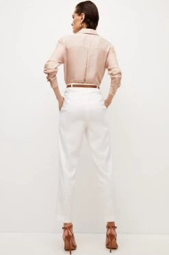 Karen Millen Petite Relaxed Tailored Slim Leg Trousers -Karen Millen shop khaki petite relaxed tailored slim leg trousers 1 2