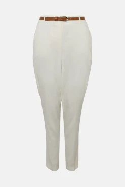 Karen Millen Petite Relaxed Tailored Slim Leg Trousers -Karen Millen shop khaki petite relaxed tailored slim leg trousers 1 3