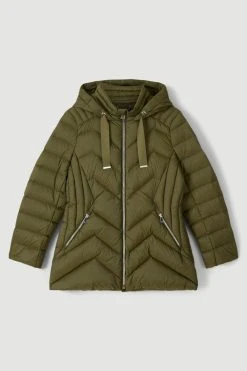 Karen Millen Plus Size Down Filled Puffer Packable Jacket -Karen Millen shop khaki plus size down filled puffer packable jacket 1