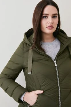 Karen Millen Plus Size Down Filled Puffer Packable Jacket -Karen Millen shop khaki plus size down filled puffer packable jacket 3