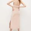 Karen Millen Relaxed Tailored Belted Halter Column Maxi Dress -Karen Millen shop khaki relaxed tailored belted halter column maxi dress