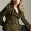 Karen Millen Shearling Contrast Aviator Coat -Karen Millen shop khaki shearling contrast aviator coat